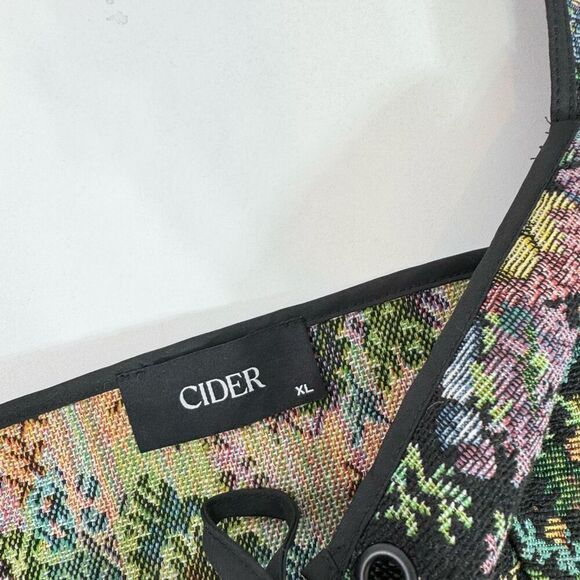 Cider Top Womens XL Jacquard Floral lace Up Corset louse Esmeralda Long Sleeve - Picture 3 of 9